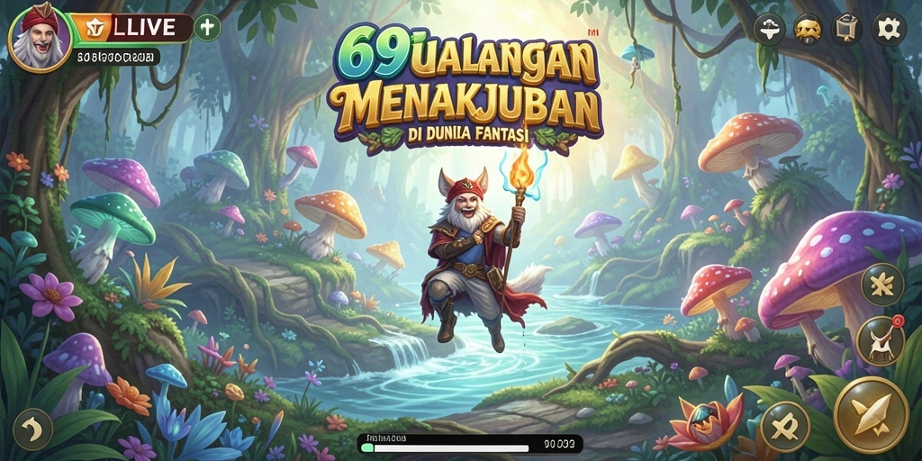 Screenshot gameplay 69LIVE yang menampilkan dunia petualangan yang luas.