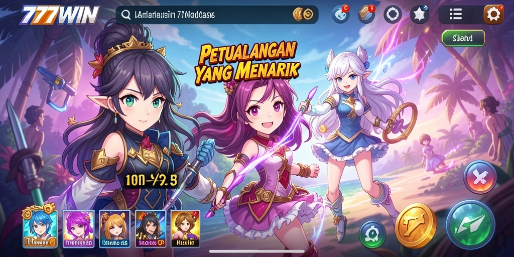 Gameplay seru 777WIN dengan karakter anime yang menarik dan grafis menawan.