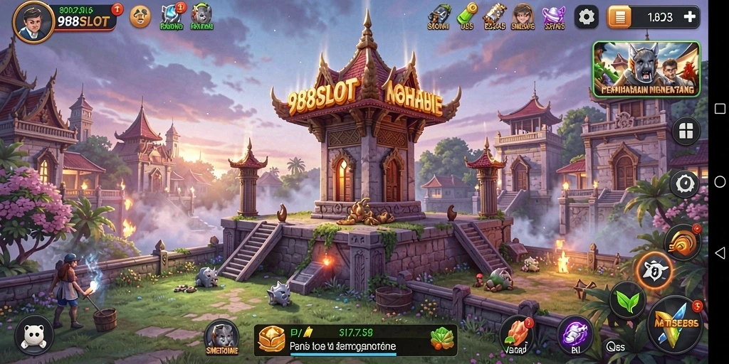 Tampilan gameplay menegangkan dari 988SLOT Tower Defense.