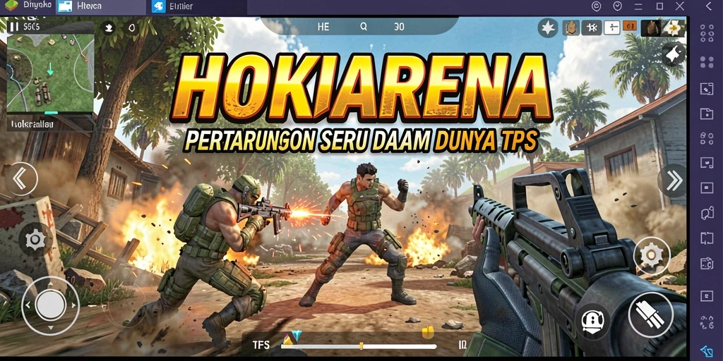 Tangkapan layar utama HOKIARENA menampilkan aksi pertempuran yang mendebarkan.