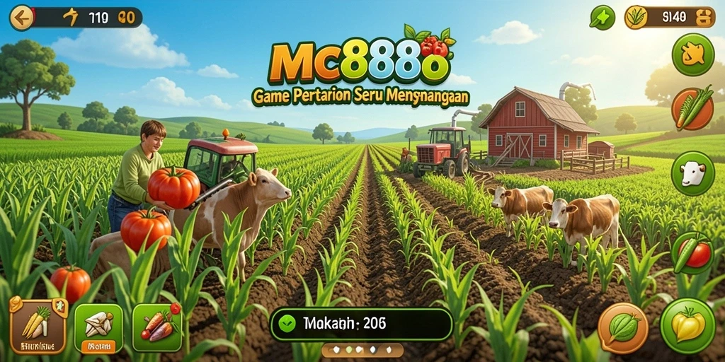 Tampilan visual <strong>MC888</strong> yang menampilkan aktivitas bertani yang seru.