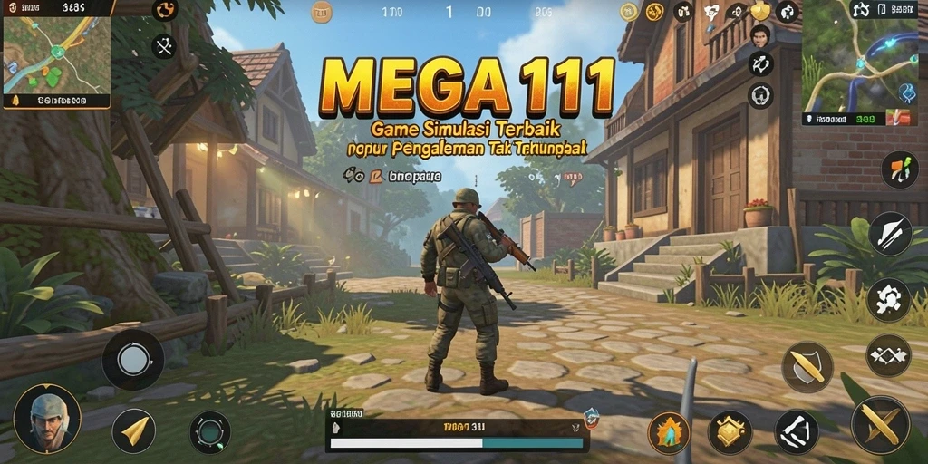 Screenshot gameplay MEGA111 yang menunjukkan interaksi karakter dalam simulasi.