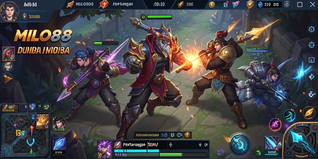 Tampilan gameplay MOBA yang mendebarkan di MILO88.