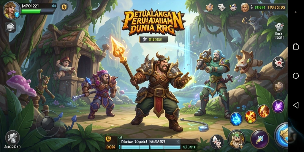 Tangkapan layar utama MPO1221 menunjukkan aksi seru dalam pertarungan RPG.
