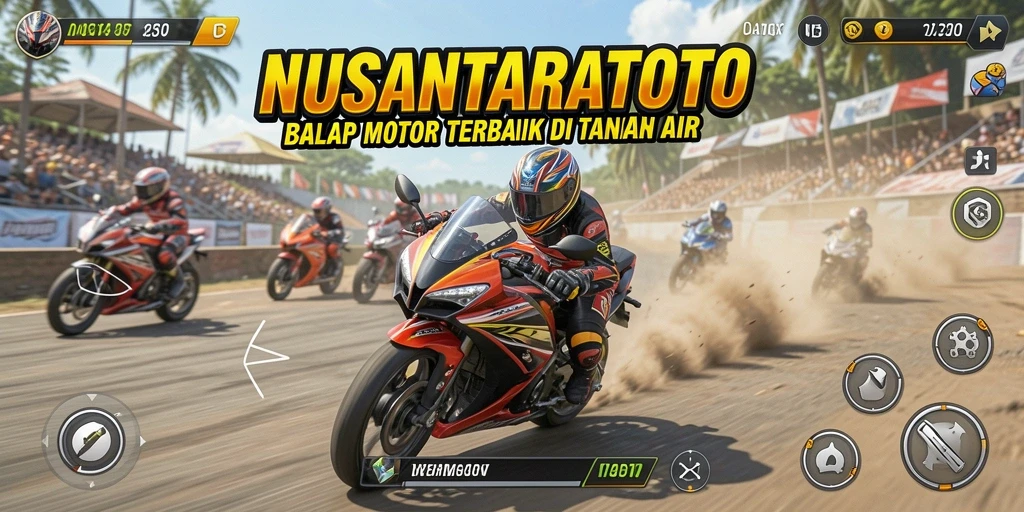 Screenshot NUSANTARATOTO menampilkan aksi balapan motor yang mendebarkan.