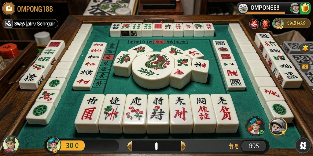 Tampilan menarik dari gameplay Mahjong OMPONG188 yang penuh tantangan.
