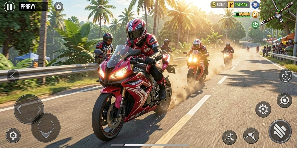 Gameplay seru di PPRRYY saat balapan motor.