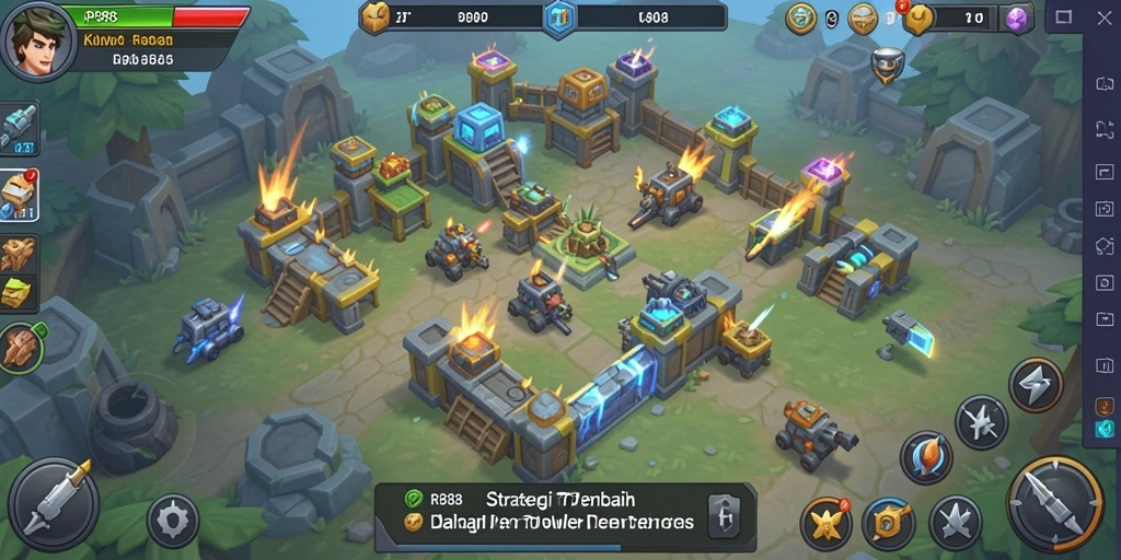 Screenshot menampilkan aksi seru dalam permainan Tower Defense RP888.