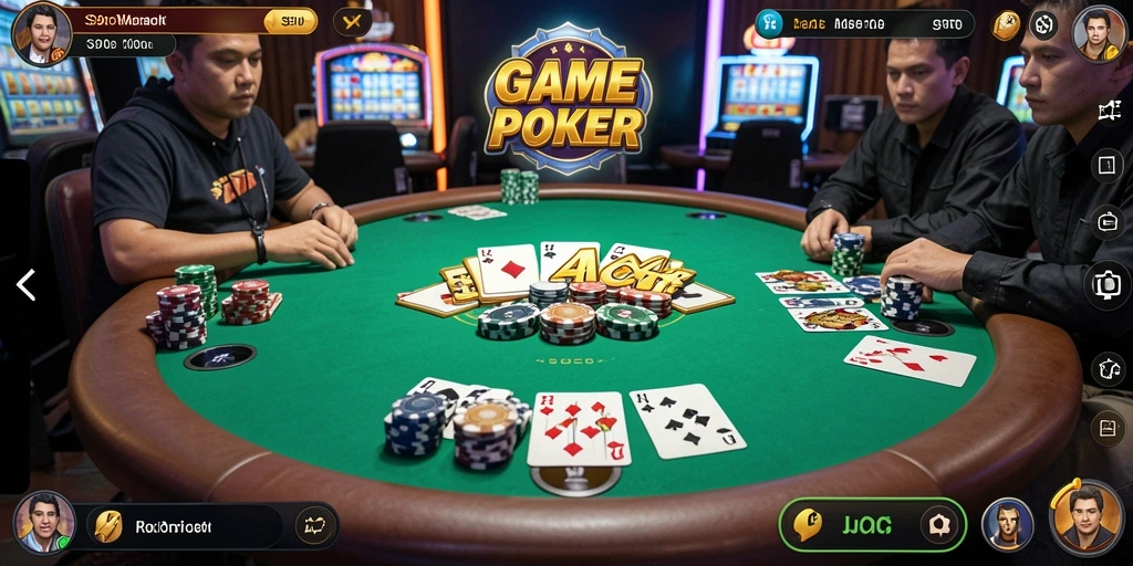 Screenshot gameplay S80 menampilkan serunya bermain Poker dengan teman.
