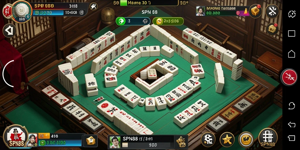 Tampilan menarik dari gameplay Mahjong dalam SPN88.
