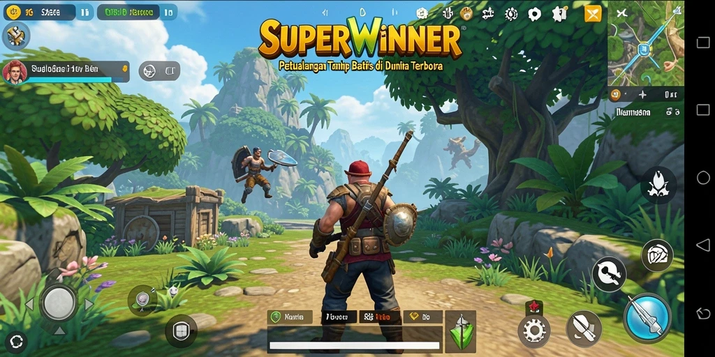 Tangkapan layar SUPERWINNER menampilkan keindahan dunia terbuka yang bisa dijelajahi.