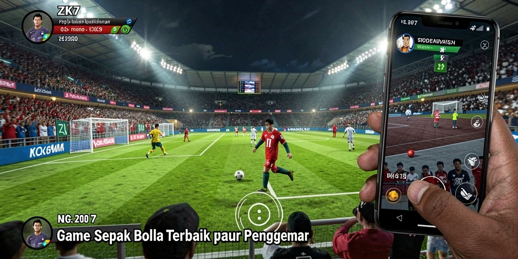 Screenshot utama ZK7 menampilkan aksi gameplay sepak bola yang mendebarkan.
